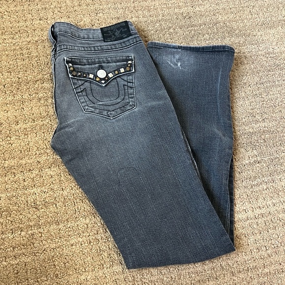 Grey washed True Religion boot cut jeans - Picture 1 of 6